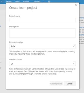 "Create a New Project in VSTS"