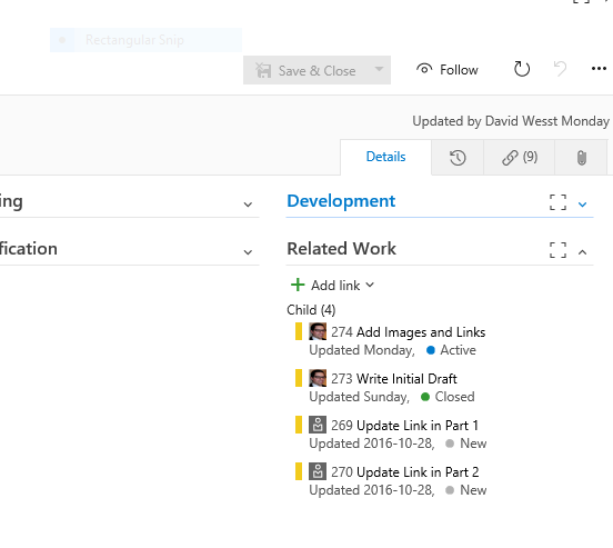 Related Work in a Work Item